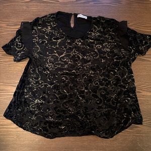 Altar’d State Sheer Velveteen Shirt w/Flutter Sleeves